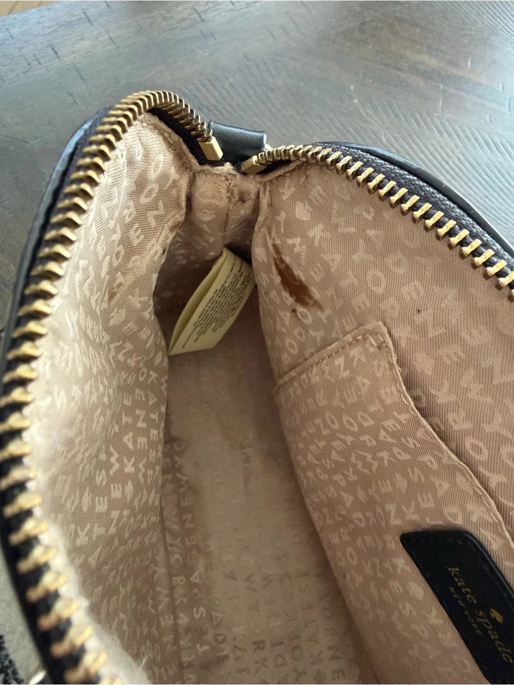 kate spade Black & Cream Plaid Dome Crossbody with Gold Hardware